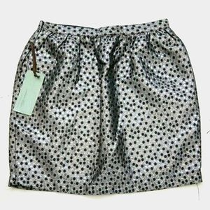 Forever 21 Metallic Silver and Black Polka Dot Bubble Mini Skirt w/ Pockets, S